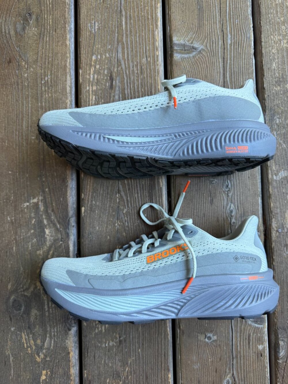 BROOKS Ghost 17 GTX Smoke-Primer Gray-Orange Running Shoes in Men's 9.5 - Picture 3 of 14